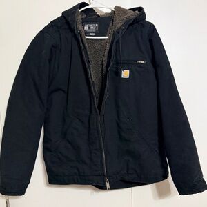 Carhartt Black Hooded Sherpa Lined Coat